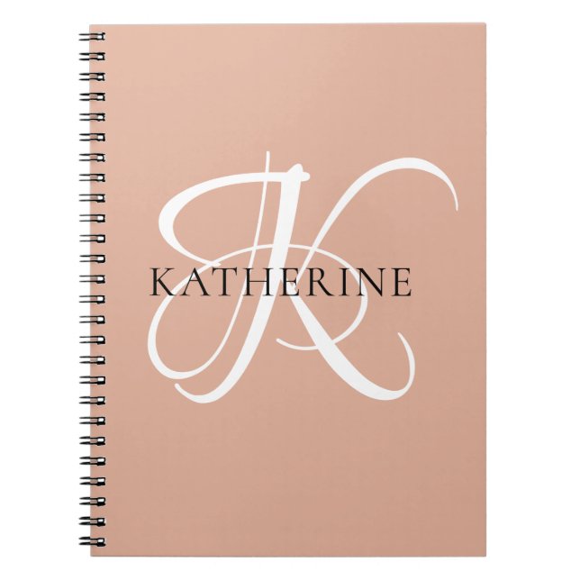 Caderno Espiral Cor-de-rosa-rosa-pincel do script Elegante moderno (Frente)