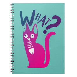 Caderno Espiral Cor divertida rosa quente gato engraçado humor des