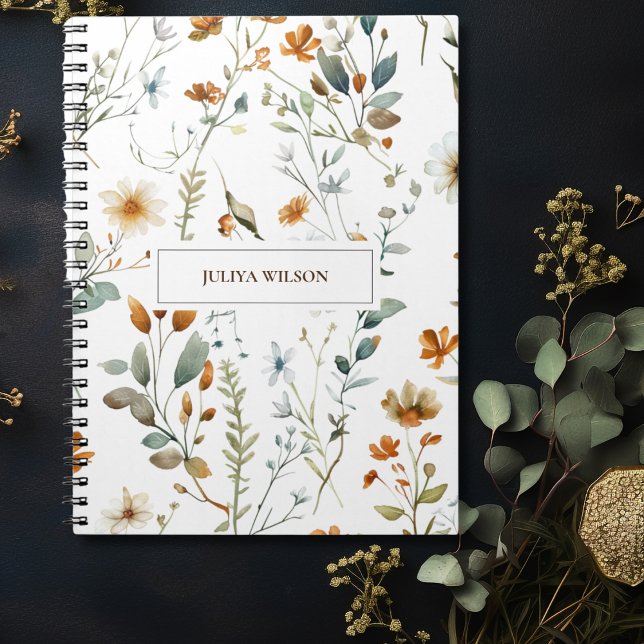 Caderno Espiral Cor do boho de flor selvagem (Criador carregado)