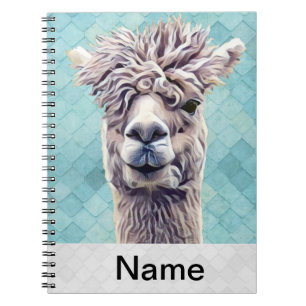 Caderno Espiral Cor do nome personalizado Llama Art