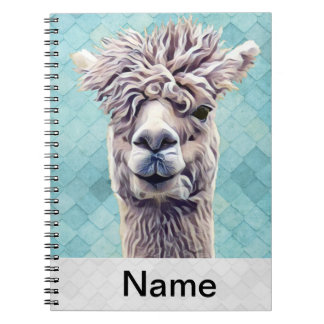 Caderno Espiral Cor do nome personalizado Llama Art