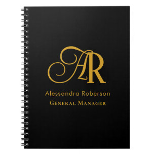 Caderno Espiral Cor elegante preto e dourado
