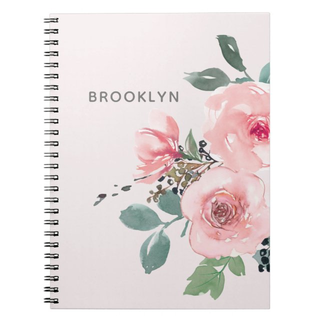 Caderno Espiral Cor Flórida Rosa Esbranquiçada Bonito (Frente)