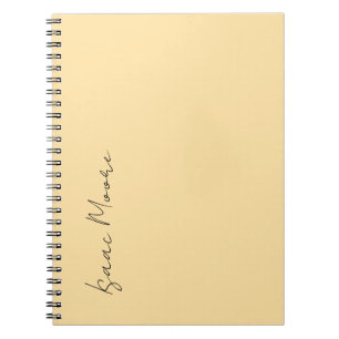 Caderno Espiral Cor Nome Caligrafia Script Simples Cor Bege