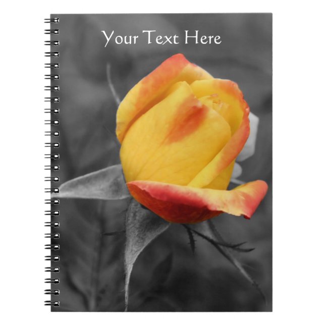 Caderno Espiral Cor Parcial do Rosebud Amarelo Floral (Frente)