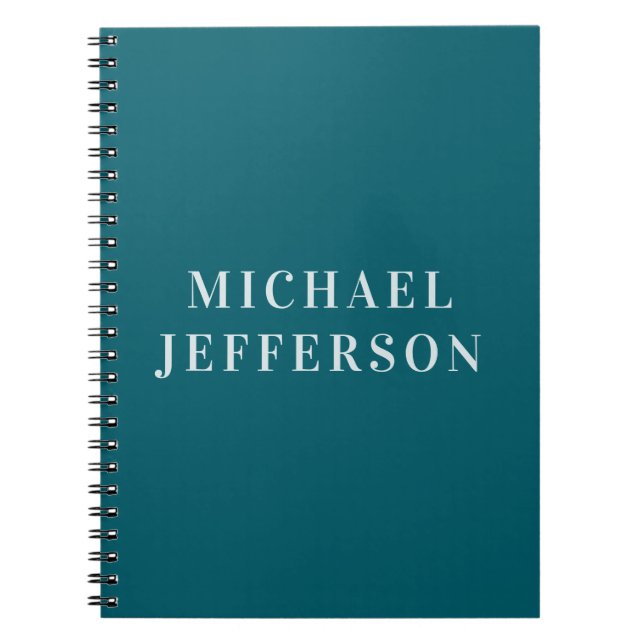 Caderno Espiral Cor Personalizada de Cor Azul Teal Escuro Simples  (Frente)