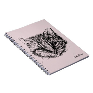 Caderno Espiral Cor Personalizada de Desenho de Tabby Cat