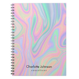 Caderno Espiral Cor Personalizada do Pastel Líquido Iridescente