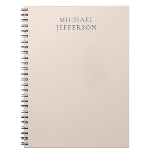 Caderno Espiral Cor Pink Champagne Minimalista Simples Moderno Nom
