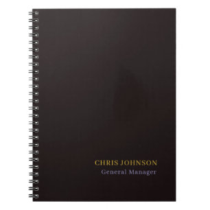 Caderno Espiral Cor preta e dourada especial simples nome próprio 