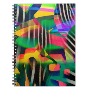 Caderno Espiral cor vibrante padrão digital misto design feito wi