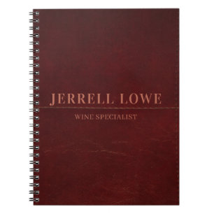 Caderno Espiral Cor Vinho Borgonha Couro Vintage Profissional