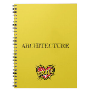 Caderno Espiral Coração Amarelo Graça