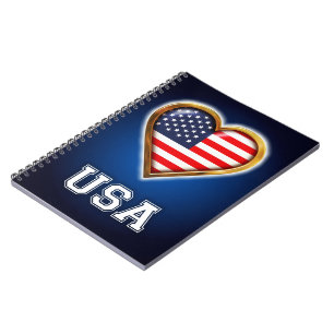 Caderno Espiral Coração americano