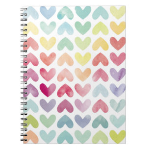 Caderno Espiral Coração aquosa colorida perfeita, pintada de coraç