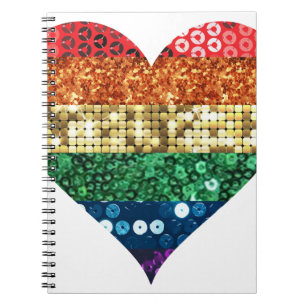 Caderno Espiral coração arco-íris lgbt
