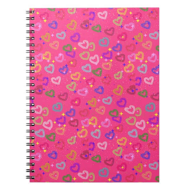Caderno Espiral Coração Colorido Fofo (Frente)