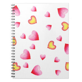 Caderno Espiral Coração com aquarela romântica minimalista