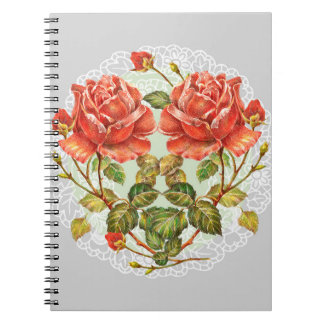 Caderno Espiral Coração das flores no padrão perfeito do guardanap