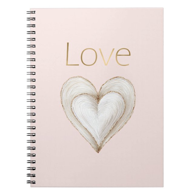 Caderno Espiral Coração de Amor em Ouro Rosa (Frente)