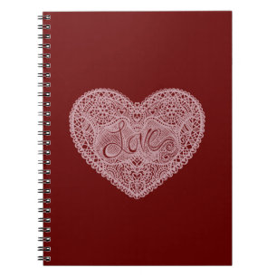 Caderno Espiral Coração de Amor Rosa Vermelho