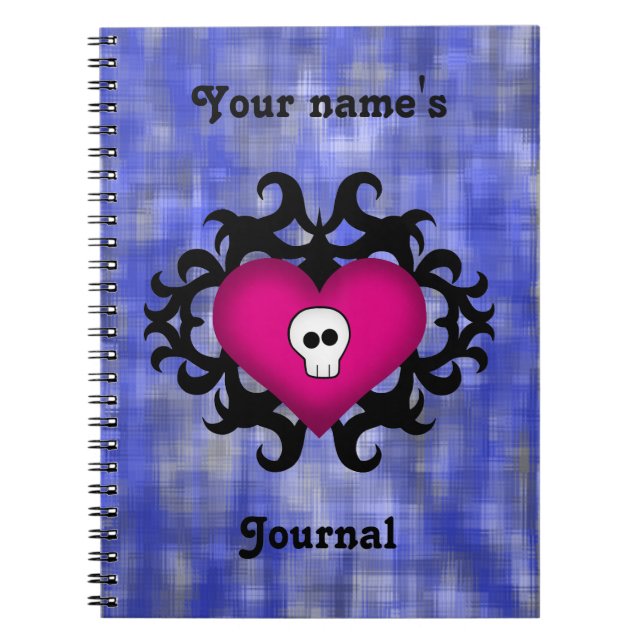 Caderno Espiral Coração do crânio gótico (Frente)