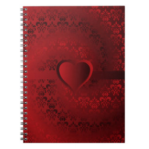 Caderno Espiral Coração do damasco vermelho
