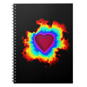 Caderno Espiral Coração Duplo Psicodélico Aura