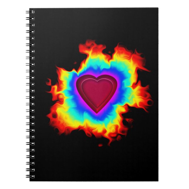 Caderno Espiral Coração Duplo Psicodélico Aura (Frente)