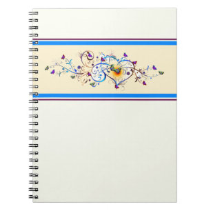 Caderno Espiral Coração e borboletas