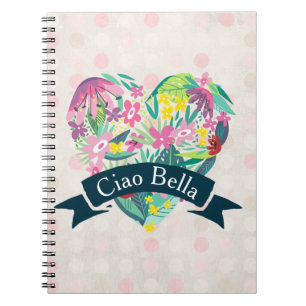 Caderno Espiral Coração Floral de Ciao Bella Cute com Flores Tropi