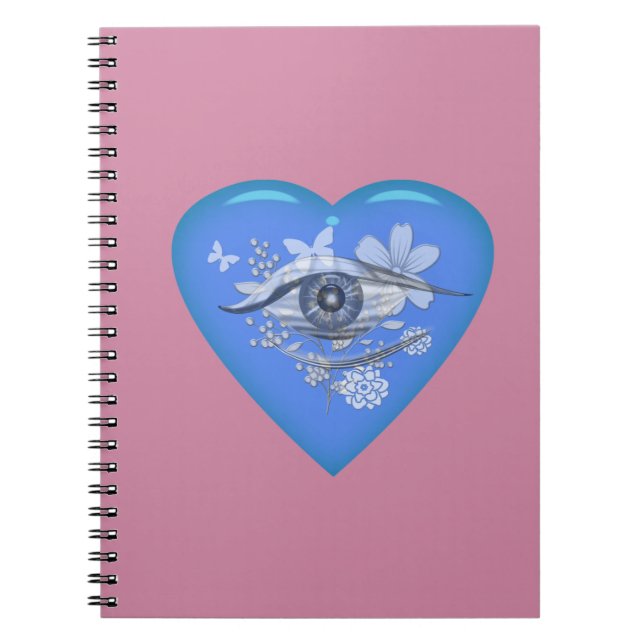 Caderno Espiral Coração Floral Místico (Frente)