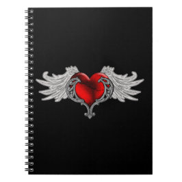 Caderno Espiral Coração Gótico com Asas de Anjo