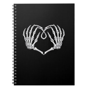Caderno Espiral Coração Gótico Do dia de os namorados Com Mãos De