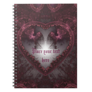 Caderno Espiral Coração Gótico Roxo 001