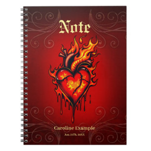 Caderno Espiral Coração inflamável.