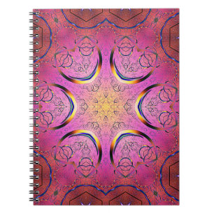 Caderno Espiral Coração Radiante Caleidoscópio