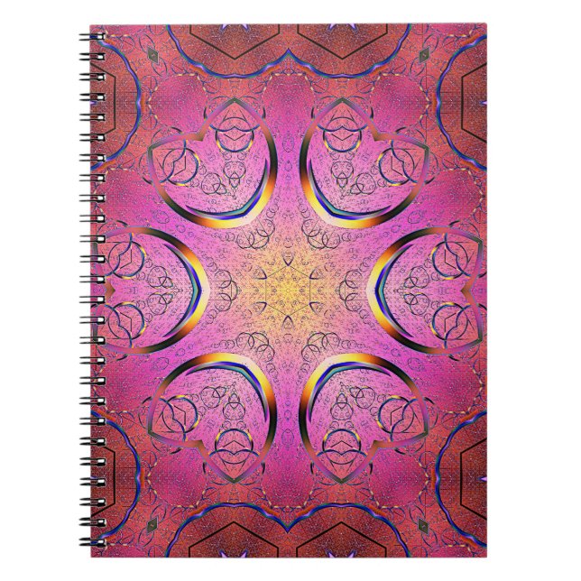 Caderno Espiral Coração Radiante Caleidoscópio (Frente)