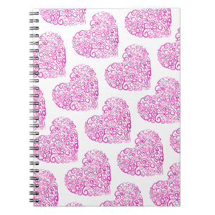 Caderno Espiral Coração rosa para escrita manual espiral para o Di