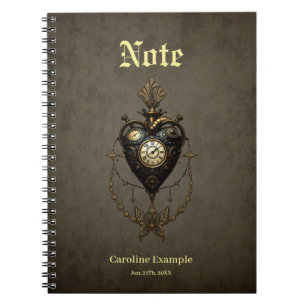Caderno Espiral Coração Steampunk,