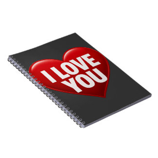 Caderno Espiral Coração Vermelho com Tipografia "EU TE AMO" da Cos