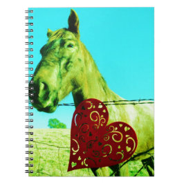 Caderno Espiral Coração Vermelho e Cavalo