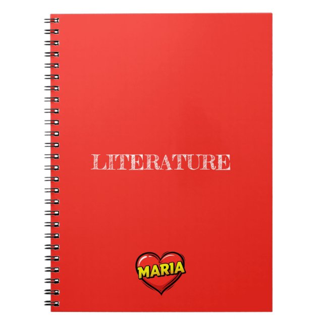 Caderno Espiral Coração Vermelho Maria (Frente)