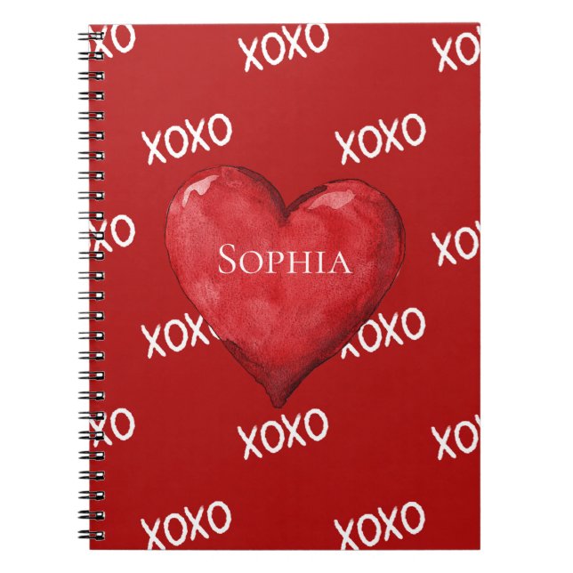 Caderno Espiral Coração XOXO Vermelho (Frente)