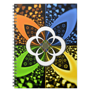 Caderno Espiral Corações amarelo azul iridescentes