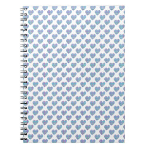 Caderno Espiral Corações azuis em branco