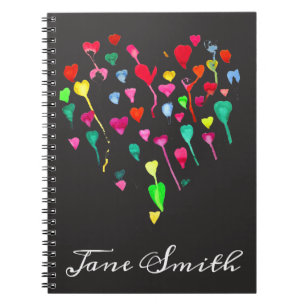 Caderno Espiral Corações bonitinhos e coloridos, arte cardíaca