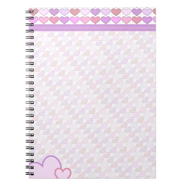 Caderno Espiral Corações bonitos do Pastel das meninas (Frente)