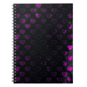Caderno Espiral Corações Brilhantes Em Preto Vestido