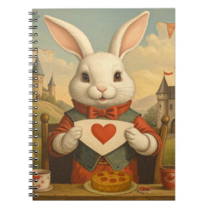 Caderno Espiral Corações Caprichosos do Coelho Branco Terra Encant
